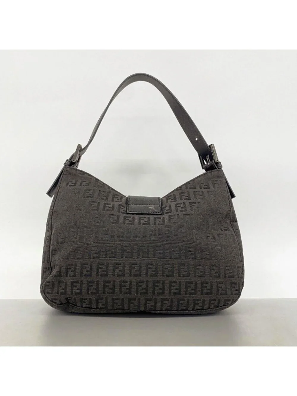 Fendi Handbag Zucchino Nylon Canvas Black Silver